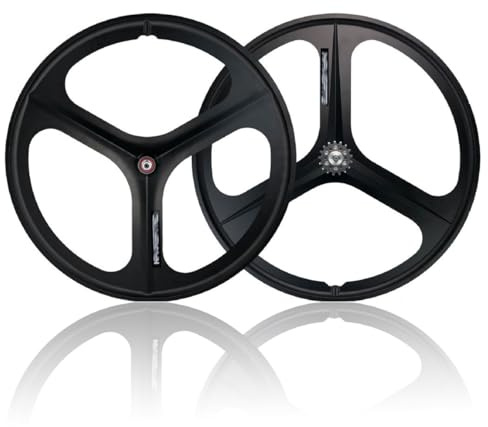 Fixie-Fahrrad Vorder- Und Hinterräder 3 Speichen 700C Bahnrad Magnesiumlegierung Laufradsatz V-Bremse Durchgehende Achse 100/120mm Naben Für Single Speed(Front+Rear)