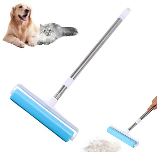 Zibeem Rodillo de pelusa – Rodillo de pelusa grande removedor de pelo de perro, limpiador de cepillo de limpieza lavable, suministros para mascotas para ropa, alfombras, tela, muebles, coche, sofá