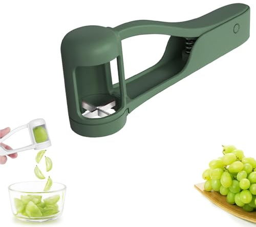 Grape Cutter for Toddlers, Safe Stainless Steel Fruit Slicer for Quartering Grapes, Tomatoes, Cherries, Baby Led Weaning Essential Kitchen Gadget, Easy to Clean and Portable