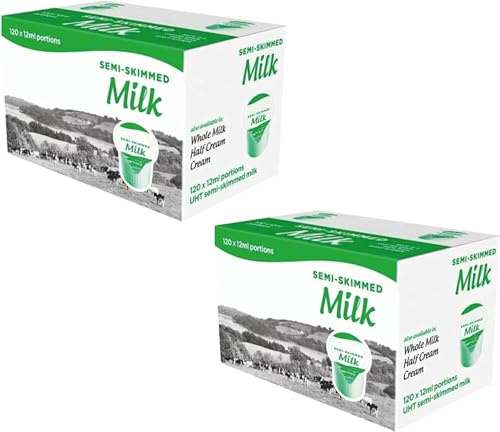Lakeland Semi-Skimmed Milk Pods 12ml 2 x 120 (total 240 Portions) Suitable for Various Settings Single-Serve for Tea & Coffee