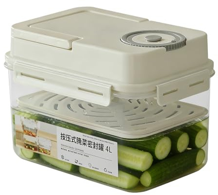 Générique Pickle Container | 4L Press Type Korean Airtight Food Storage Container Leakproof for Sauerkraut Kitchen Home Refrigerator Pickle