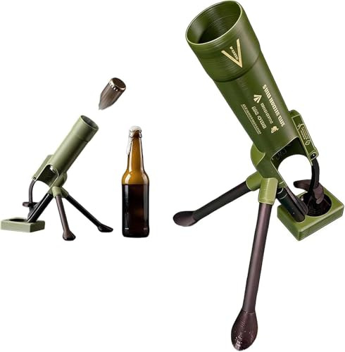 Mortar Bottle Opener, 51mm Beer Bottle Mortar Opener, Heavy-Duty Tactical Cap Launcher, Funny Hands-Free Push Down Bottles Cap Launcher, Home Party Bar Desk Decor (B)