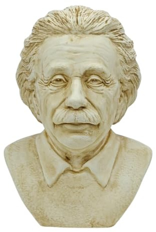 Albert Einstein byststaty – 18 cm forskare skulptur hårt gips handgjord i Grekland, fysik geni skrivbordsdekor för kontorsbibliotek klassrum