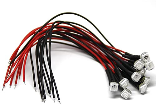 LED-Mafia 10 Stück 8V - 16V passend für TT H0 Modellbahn Modellbau kaltweiß rot grün Kabel Widerstand (5050 SMD, rot)
