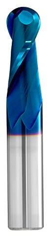 CNC Router bits Carbide Ball Nose End Mill with Nano Blue Coating 1/2inch Shank 3inch OVL for Side Milling End Milling Finish Machining (1/2x3)…