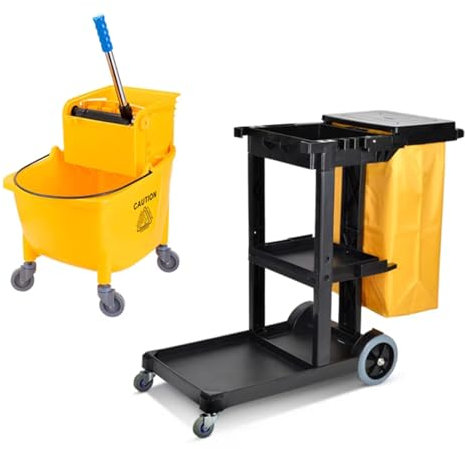 Kunststoff Reinigungswagen,Commercial Reinigungswagen,Putzwagen Mobil,Haushalts-Servierwagen,für Hotel, Gastronomie und Gebäudereinigung(Style B)