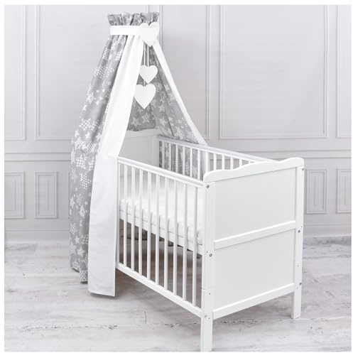 Generisch Baby Delux Babybett Himmel Betthimmel Baumwolle Baldachin für Babybett Kinderbett Wiege Stubenwagen Himmelstange Applikationen Herz Deko (Galaxy, ohne Himmelstange)