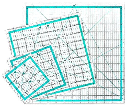 QWORK® Patchwork Lineal, 12.5/ 9.5/ 6/ 4.5, Acryl-Nählineal für DIY-Quilten und präzises Schneiden, 4 Stück