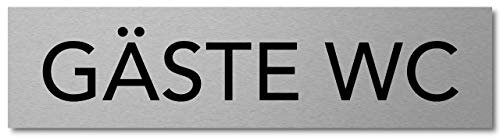 Interluxe Türschild Gäste WC 200x50mm, Schild aus Aluminium, selbstklebend und wiederablösbar, ideal geeignet für Toilette und Bad in Wohnung, Haus, Appartement, Praxis und Firma