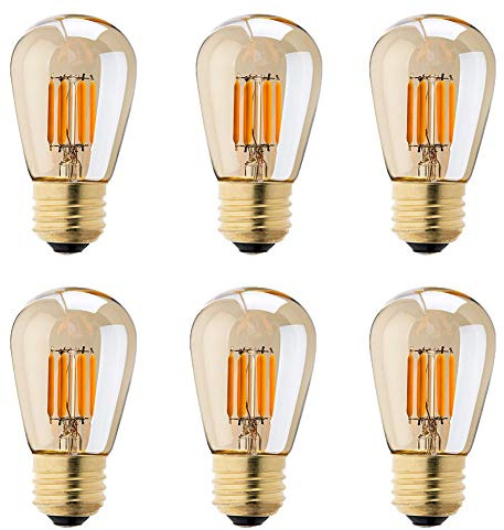 Lxcom Lighting 6 Pack Dimmable Vintage LED Edison Light Bulbs 3W Edison Light Bulbs 30W Equivalent Warm Yellow 2200K E26 E27 Medium Base ST45 Amber Glass Decorative Bulbs, AC110V