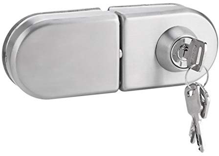 Serrure de Porte en Verre, Serrure de Sécurité Sans Perçage en Acier Inoxydable avec Clés pour Salle de Bain, Hôtel, Maison