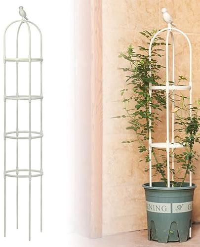 Anothera Enrejado de jardín para Plantas trepadoras de 6 pies para Exteriores, Torre de obelisco, Enrejado de jardín, Enrejado Alto en Maceta, Flores de Apoyo (Blanco)