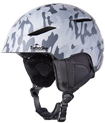 TurboSke Ski and Snowboard Helmet for Snow Sports, Audio Compatible and Lightweight, ASTM Standard for Men, Women and Youth (M, Camo)