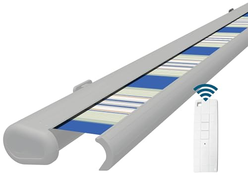 Eclipse Vollkassettenmarkise weiß elektrisch 3,0x2,5m Tuch: Meer | Markise Balkon Garten Terrassenüberdachung Sonnenschutz Polyacryltuch UV-Schutz 50+ Smarthome-fähiger Dooya Motor