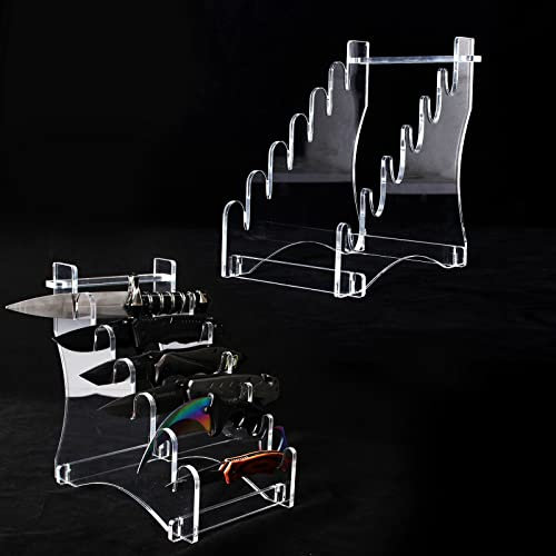 WANLIAN Porte-couteaux, présentoir à couteaux, support de stockage de couteaux, présentoir à couteaux de comptoir en acrylique à 6 niveaux, pour le stockage de l’affichage des couteaux (transparent)