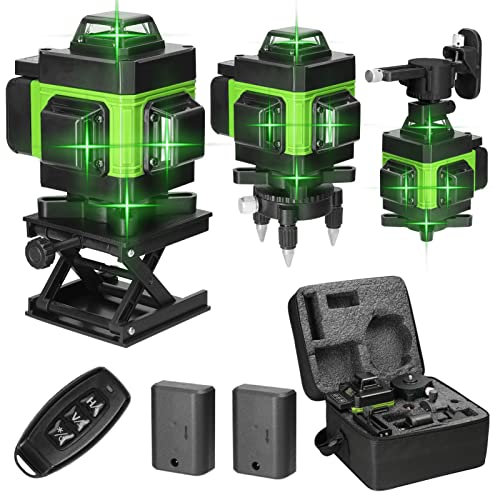 Hancaner Kreuzlinienlaser 4D 16 Line Laser Level IP54 Wasserwaage 360° Level 3° Selbstnivellierende mit 2 * 2400 mAh Batterien