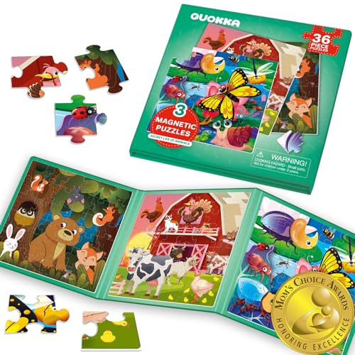 Magnetspiel ab 2 3 Jahre - Reisespiele Kinder ab 3 5 | 36-Teilige Puzzle Beschäftigung Im Flugzeug Kleinkind - Tierisches Weltraum-Dino - Lernmagnet-Geschenk für den Roadtrip