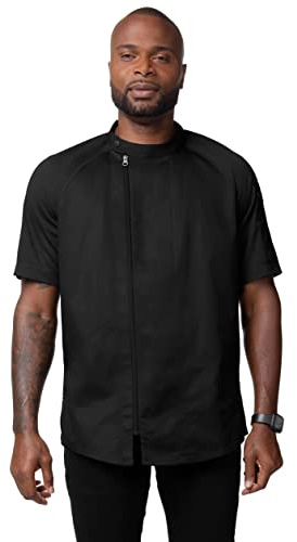 Chef Works Men's Varkala Chef Coat, Black, Medium