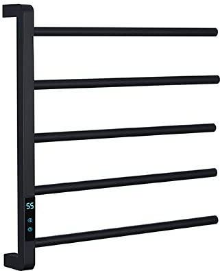 HomeLava Scalda Asciugamani da Parete, Scaldasalviette Elettrico 100W, Controllo della Temperatura a Sei velocità, Portasciugamani Elettrico a Parete con 5 Barre, con Timer e Display LED