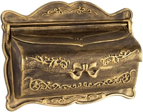 SPUZZO Briefkasten, Wandmontage, Retro-Stil, weihnachtlich montierter Briefkasten, Dekoration for Familienhaus, Veranda, Drop-Box, Heimdekoration (Color : Gold)