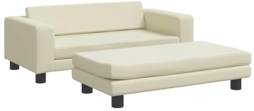 vidaXL Hundebett, Hundekissen mit Verlängerung für extra Schlafbereich, Hundesofa Hundecouch für kleine Hunde Haustiere, Haustierbett Katzenbett, Creme Kunstleder