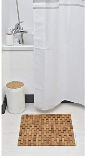 LikeKa® Badezimmerteppich, Weiche Badematte rutschfest & Schimmelbeständig – Wasserabsorbierender Badteppich aus Bambus, Badvorleger für Dusche, Badewanne und Toilette (45x45 cm)