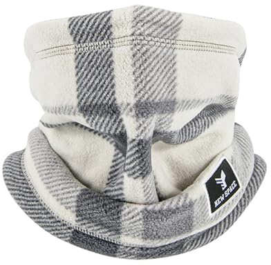 WOUMON Braga Cuello,Bufanda Forro Polar Gaiter para Esquí Moto Bicicleta (Gris Blanco)