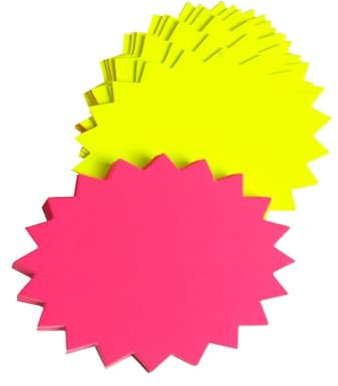 40 Stück Preisschilder, 8 x 11cm Fluoreszierende Zeichen, Preisetiketten Schilder, Verkaufsschild, Starburst Zeichen Price Etikett, Für Supermärkten, Geschäft, Ladengeschäft Party (Gelb und Rosa)