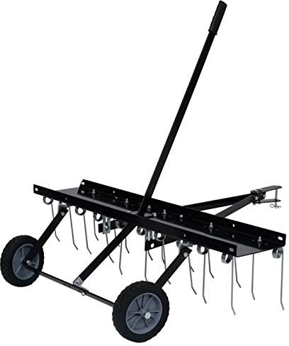 Homgoday Scarificatore per Trattorini Tosaerba, 100 cm Larghezza di Lavoro, 20 Denti in Acciaio Elastico, Nero, 14 kg, Ideale per Rimuovere Muschio e Arieggiare Il Prato