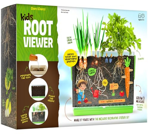 Dan&Darci Root Viewer Kit for Kids - Grow Your Own Plant for Boys & Girls Gifts - Science STEM Toy & Craft Growing Kits for Ages 4-8 Birthday Gifts for Boy, Girl 4, 5, 6, 7, 8, Year Old