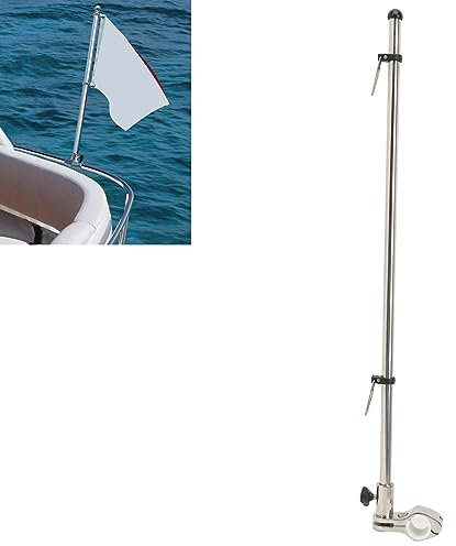 Brilluxa Flaggenmast zur Schienenmontage aus Edelstahl, 55,9 cm – Fahnenmast in Marinequalität für Boote, Yachten (2,3–2,5 cm), Rohrdurchmesser Schiene – Fahnenmastsockel