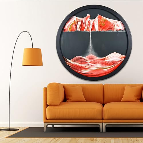 STMKB Sand Art Liquid Motion, 24 Pouces Fixé Au Mur avec Rotation À 360 °, Sablier Créatif pour L'artisanat du Verre, Cadre en Bois Massif, Décoration Murale Relaxante