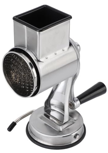 Grattugia per Verdure Manuale in Acciaio Inossidabile, Affettatrice a Manovella con 5 Lame e Manico Intercambiabili, Grattugia per Formaggio Manuale Stabile per (SILVER)
