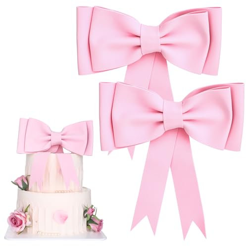 2 decorazioni per torta con fiocco rosa per ragazze di compleanno oversize fiocco decorazione per torta in EVA fiocchi rosa decorazioni per feste adatte per feste di compleanno e matrimoni
