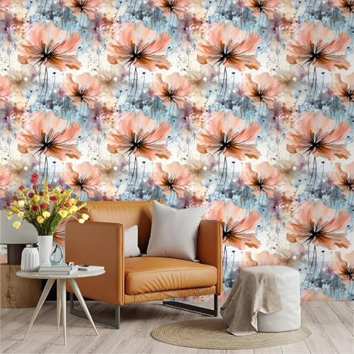 Selbstklebende Tapete Lila Graffiti Orange Strukturtapete Wandtattoo Schlafzimmer Tapete Selbstklebend Vliestapete Wallpaper for Living Room Tapeten Leicht zu Entfernen Wandschutzfolie 45x600cm