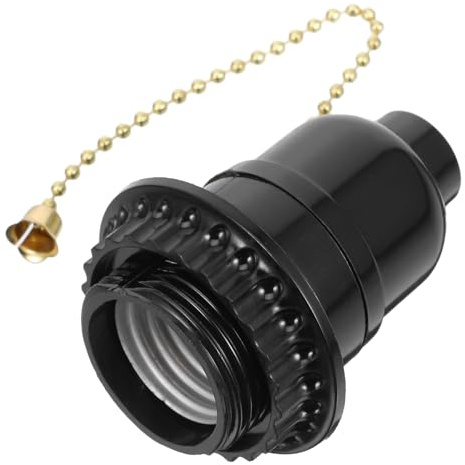 Artibetter Portalampada E27 con catena di trazione, base per lampada da soffitto e lampada da terra, portalampada con design ad anello, facile sostituzione per illuminazione interna, 7,2 x 5 x 5 cm