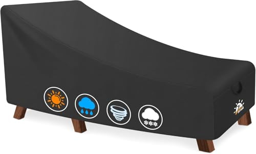 Zettum 200 cm skydd för solstol, 600D Oxford PU-beläggning trädgårdsliggskydd, vattentätt och UV-beständigt skydd för liggstol, skyddsöverdrag (203 x 81 x 81 cm)