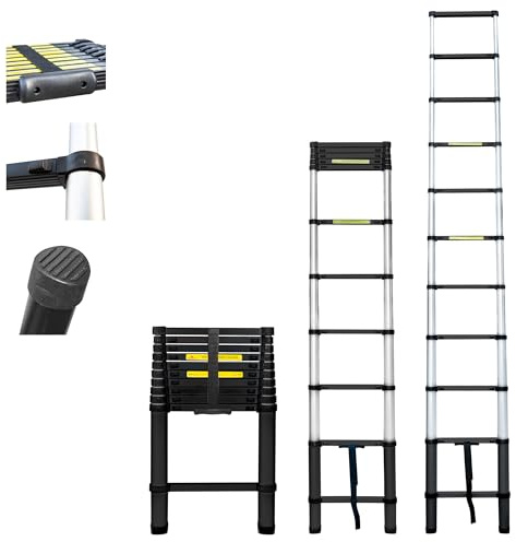 HOSTRÖM Echelle telescopique 3,2m TELESCOO11, Aluminium, Pliable, Extensible, Hauteur de Travail Max 4,1m, Standart EN131, Garantie 5 Ans