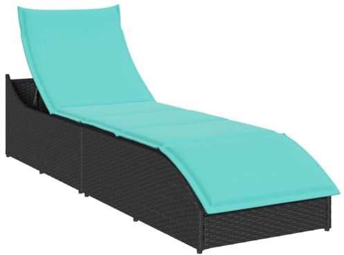 vidaXL Klappliege mit Auflage und Stauraum Schwarz Poly-Rattan, Sonnenbett, Liege, Outdoor Chaiselongue, Gartenliege, Outdoor-Liege