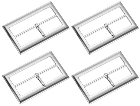 sourcing map Single Prong Belt Buckle, Adjustable Rectangle Movable Centre Bar Roller Buckle for Purse Bag Leather