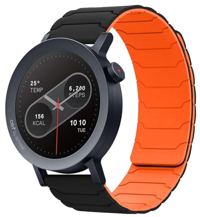 Hinnwer 22mm Magnetic Strap Compatible with CMF Watch 3 Pro/CMF by Nothing Watch Pro 2 for Women Men, Strong Silicone Dual Magnetic Sport Bands Black Orange