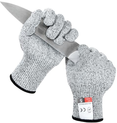 Yesaler Guante Resistente a los Cortes Guantes de Seguridad Protectores Preparación de Alimentos - Protección Nivel 5 para Cocina al Aire Libre (M)