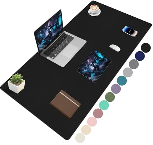 Niviy Schreibtischunterlage Leder XXL Mousepad 120X60CM | PU Office Mauspad Büro Tischunterlage, rutschfest, wasserdicht, Schreibunterlage für Büro, Home und Laptop Schwarz