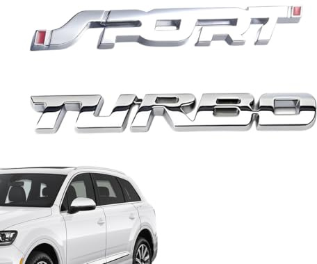 Adesivo per Auto, 2 Pezzi, 3D Car Styling Metallo Turbo/SPORT Lettere Emblem Sticker Posteriore Posteriore Badge Badge Decor, Car Rear Badge per Auto, Sostituzione Logo Adesivo 3D per Auto