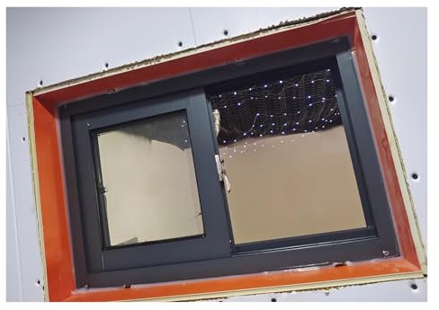 Generico Finestra Scorrevole Orizzontale per Garage in Alluminio Nero, finestre di Ventilazione a Filo per seminterrato/fienile/Bagno/Cucina/mansarda, finestre sostitutive per Case mobili, con Vetro