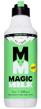 Magic Milk Hi-Fibre Tubeless Bike Tyre Sealant – Seals Punctures up to 8 mm – Long-Lasting 6 Months – Innovative Presta & Schrader Valve Cap – MTB, Gravel, Enduro & Road