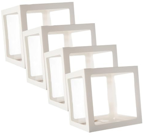 Zerodeko 4 Pezzi Scatole Trasparenti per Palloncini per Decorazioni Compleanno e Feste per Ogni e Tema Facili da Usare e Versatili per Festive