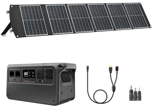 DJI Power 1000V2 Station d'alimentation portable 1024 Wh, 2600 W avec 1 panneau solaire pliable de 100 W, générateur électrique pour camping, maison, camping-car. MPPT requis.
