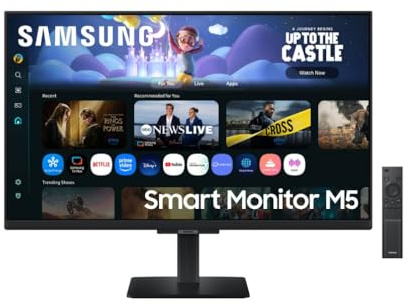 Samsung Smart Monitor M5 (S27FM502EU), Flat 27'', 1920 x 1080 (FHD), Smart Hub con AI, Office 365, Gaming Hub, Speaker integrati, Telecomando, WiFi, HDMI, USB