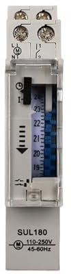 SUL180a Minuteur mécanique 15 minutes 24 heures programmable sur rail DIN Minuteur de temps Relais Instruments d'analyse de mesure